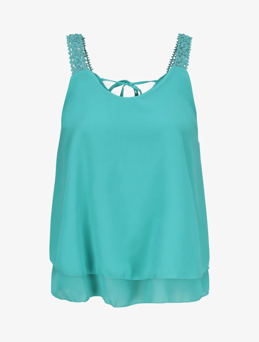 Top en voile fin transparent - Turquoise