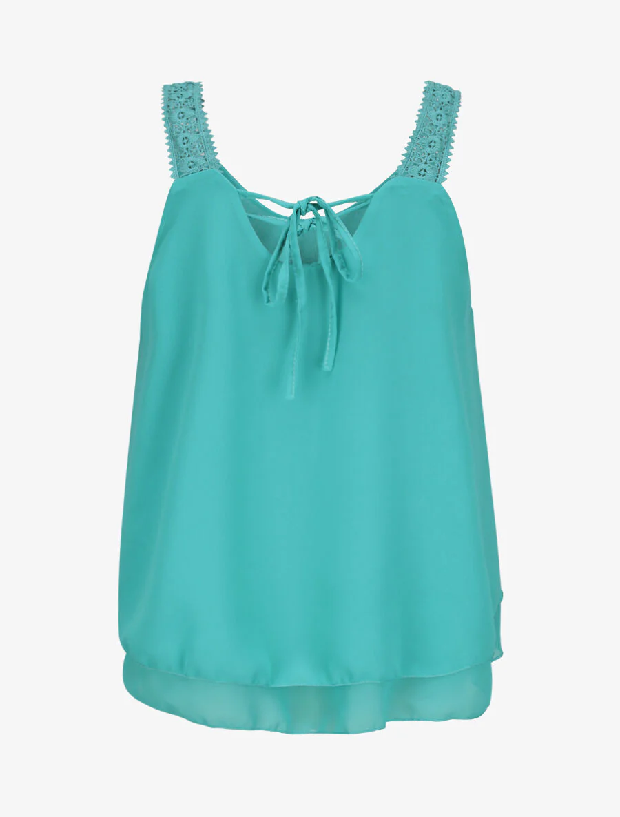 Top en voile fin transparent - Turquoise - Image 2