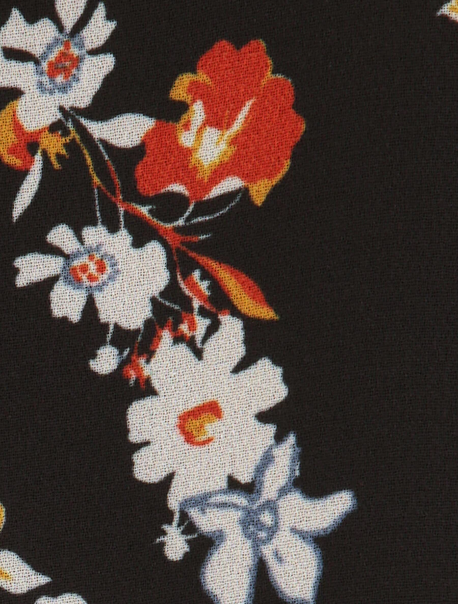 Top en voile imprimé fleurs de printemps - Noir - Image 3