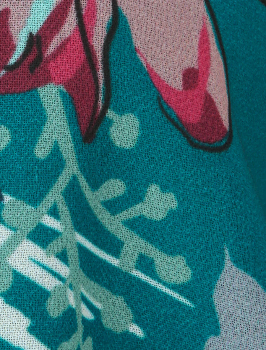Top en voile imprimé fleurs d'été - Bleu canard - Image 3