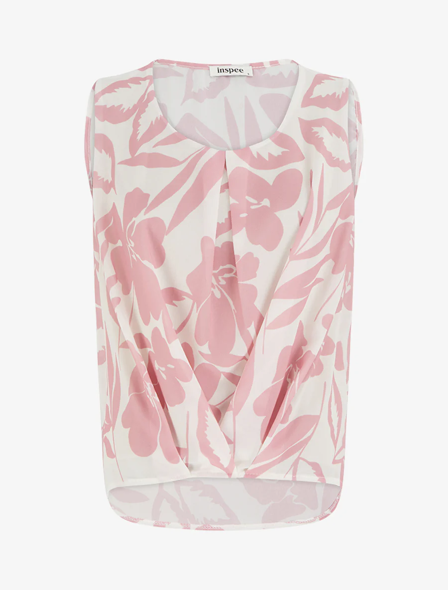 Top en voile imprimé floral - Rose
