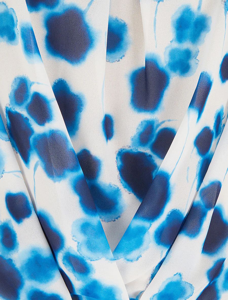 Top en voile imprimé tacheté - Bleu - Image 3