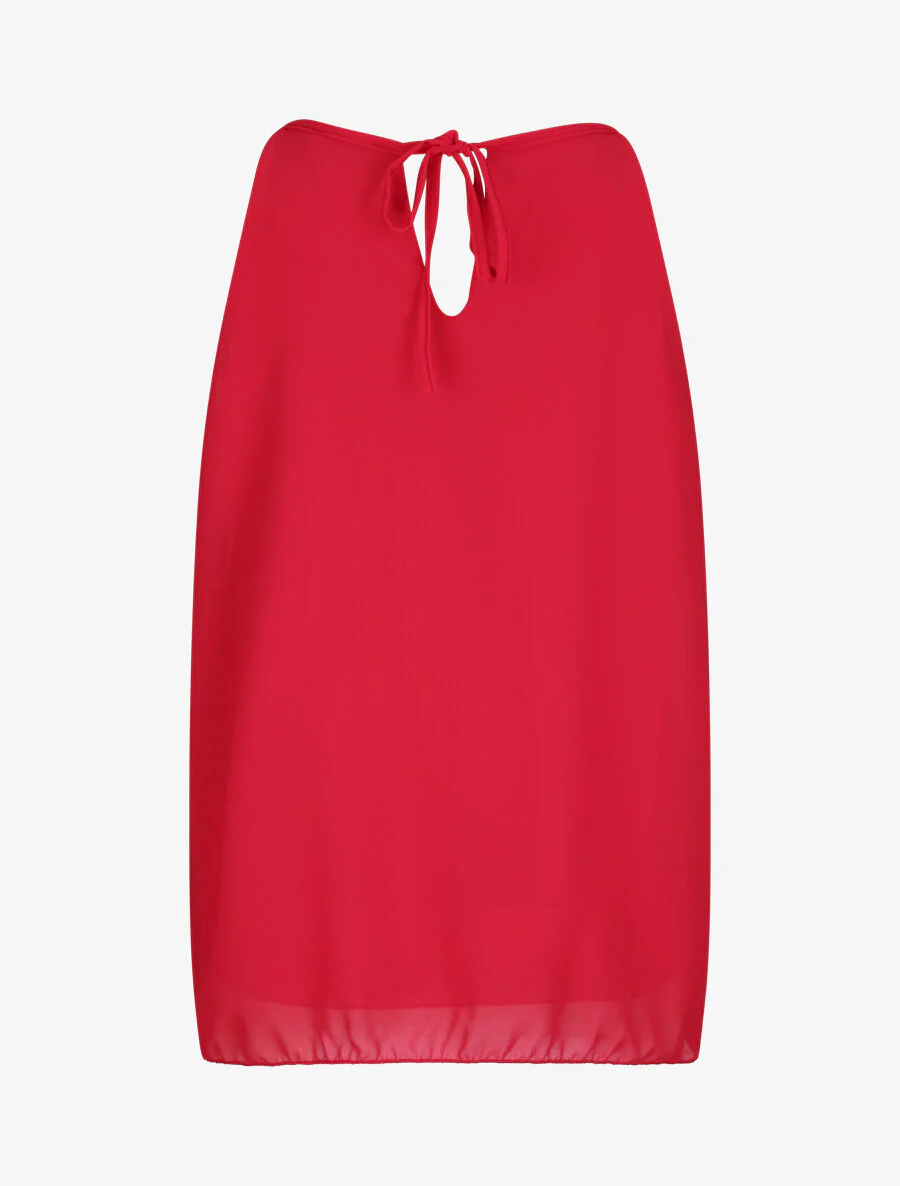 Top en voile orné de strass - Rouge - Image 2