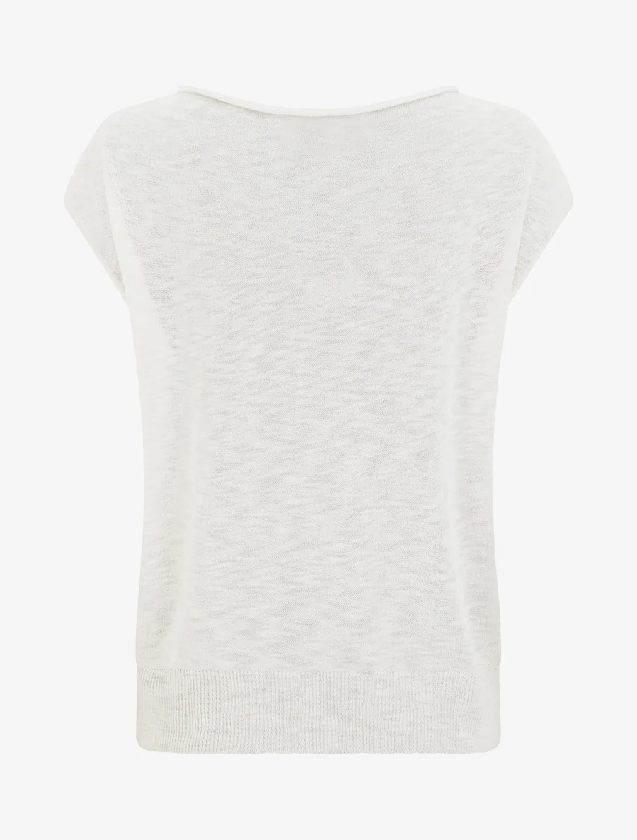 Top fin en maille - Blanc - Image 2