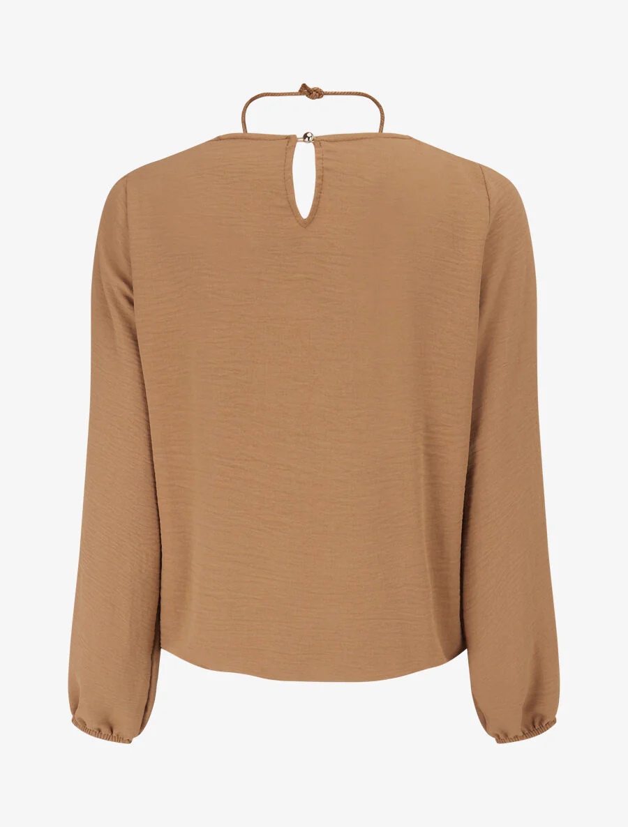 Top fluide à buste plissé - Taupe - Image 2