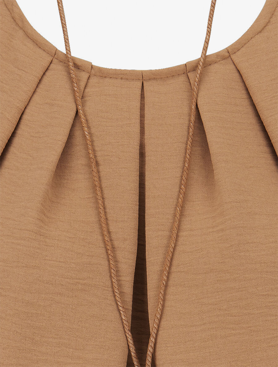 Top fluide à buste plissé - Taupe - Image 3