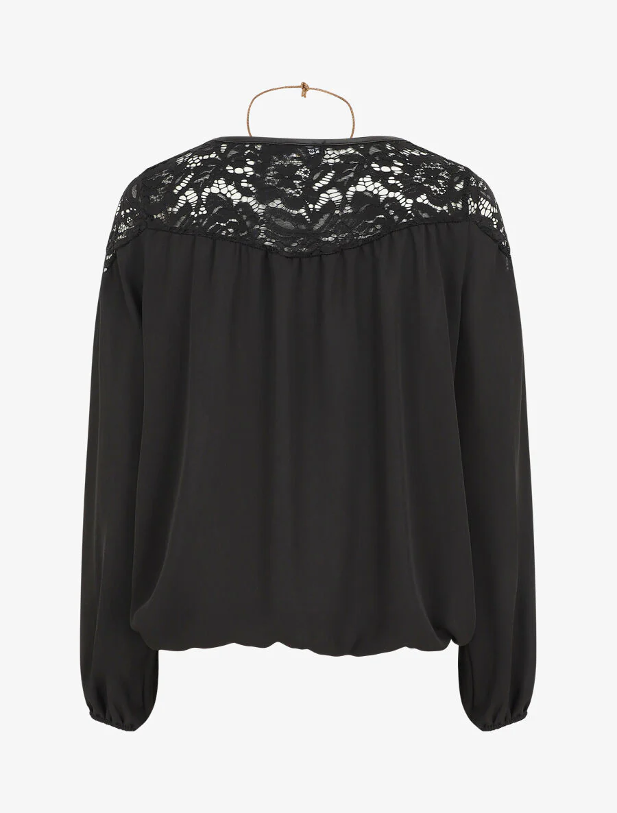 Top fluide à dentelle - Noir - Image 2