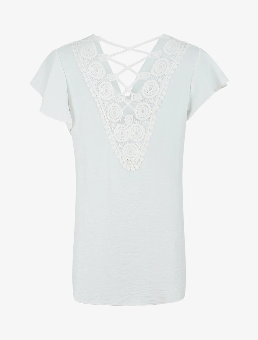 Top fluide à dos crochet - Blanc - Image 2