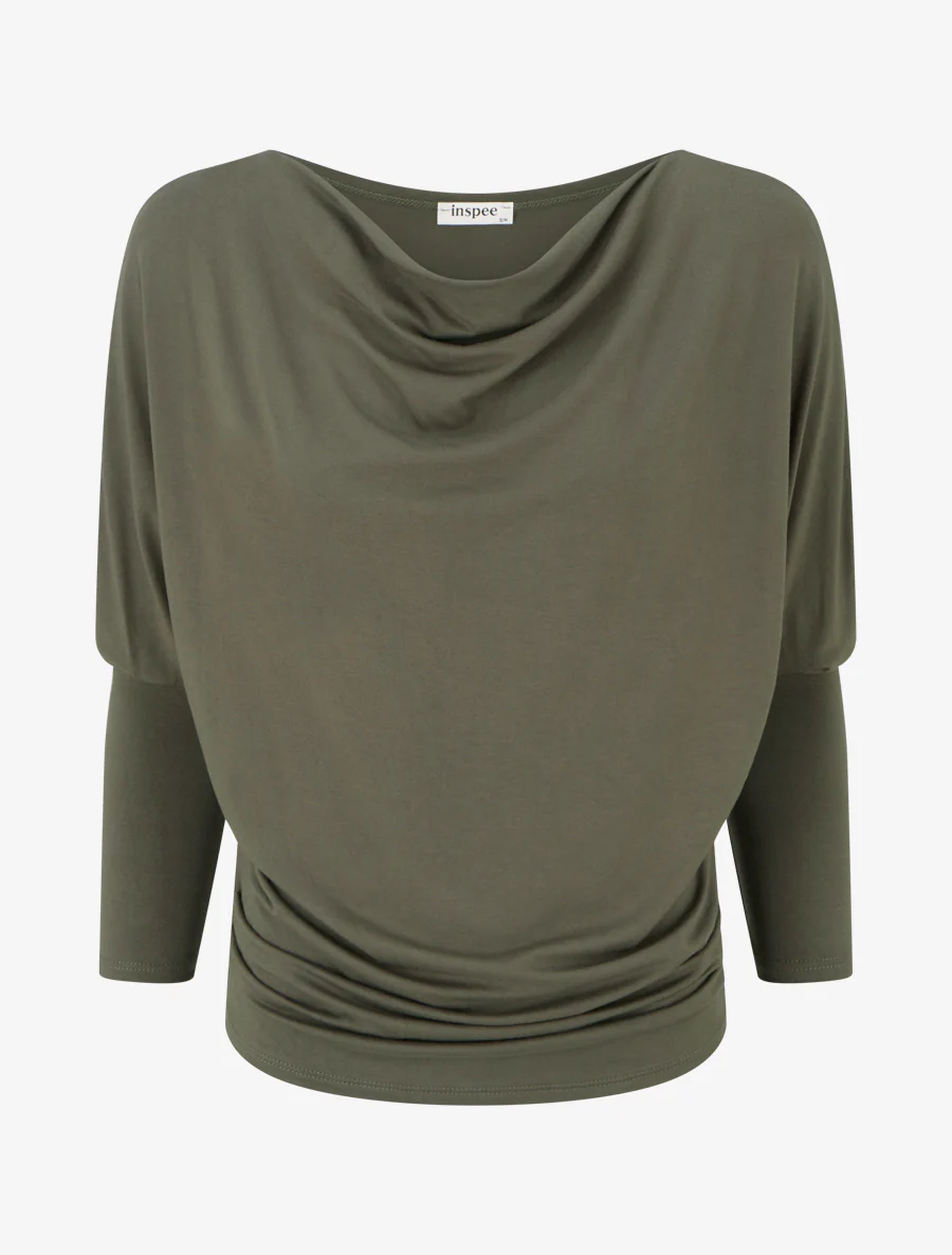 Top fluide à manches 3/4 chauve-souris - Kaki