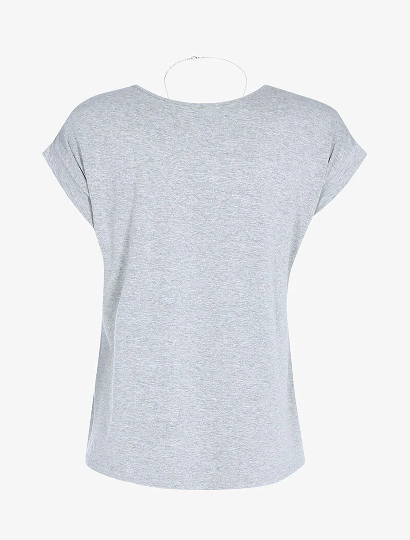 Top fluide avec sautoir - gris clair - Image 2