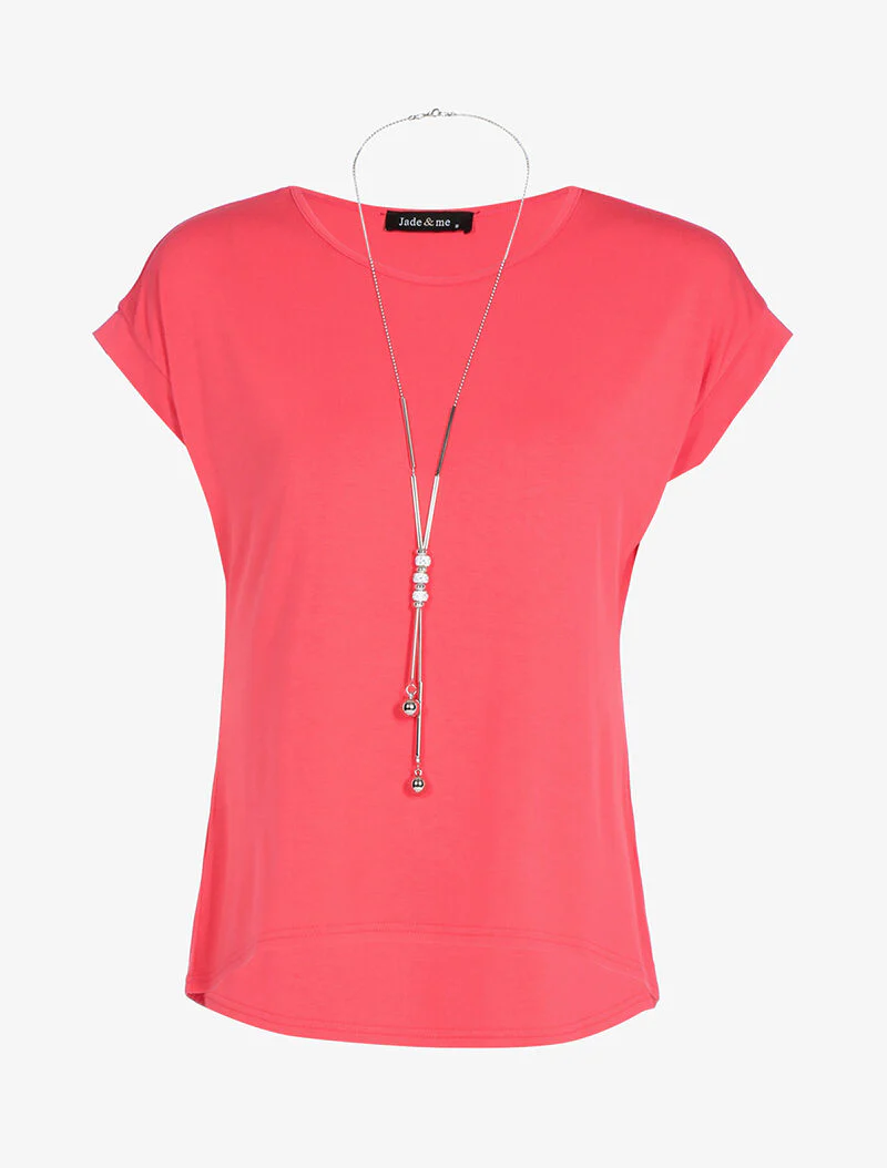 Top fluide avec sautoir - corail