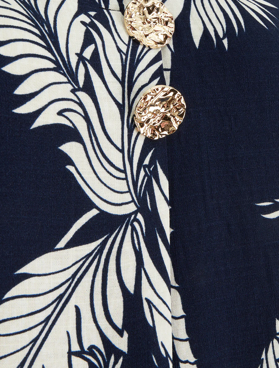 Top imprimé à boutons décoratifs - Marine - Image 3
