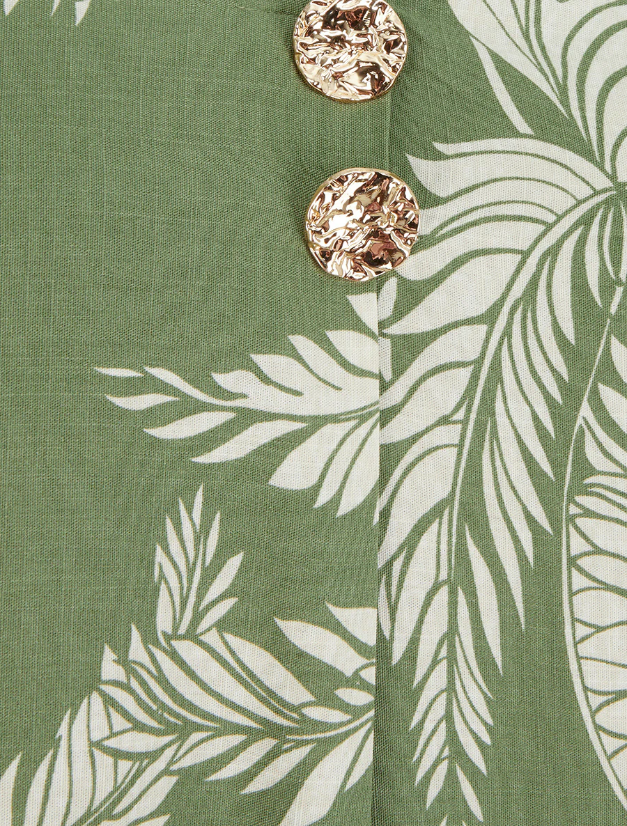 Top imprimé à boutons décoratifs - Kaki - Image 3