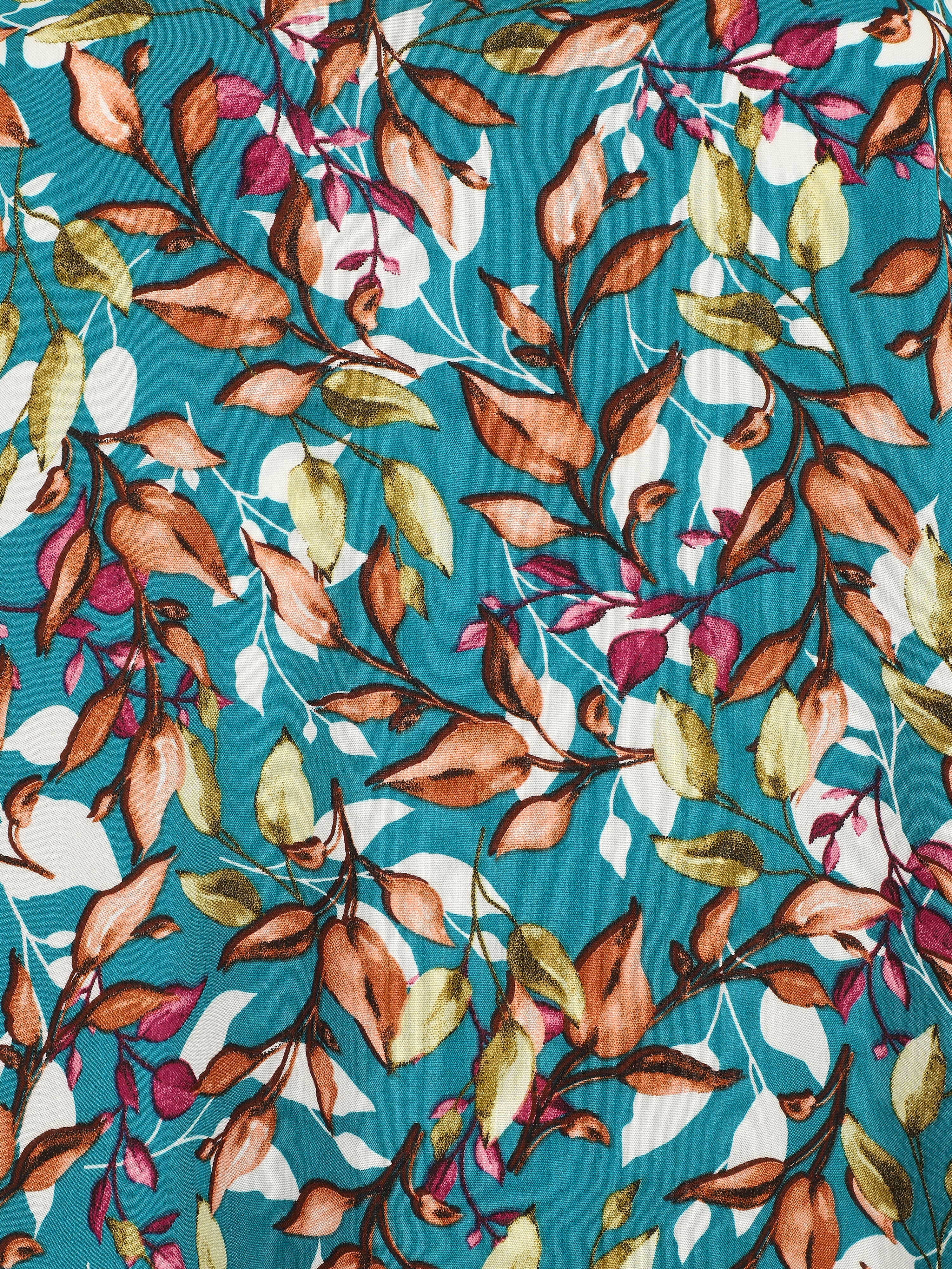 Top imprimé feuilles à col américain - Bleu canard - Image 3
