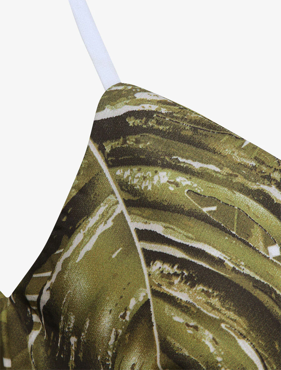 Top imprimé feuilles de palmiers et bananiers - Blanc - Image 3