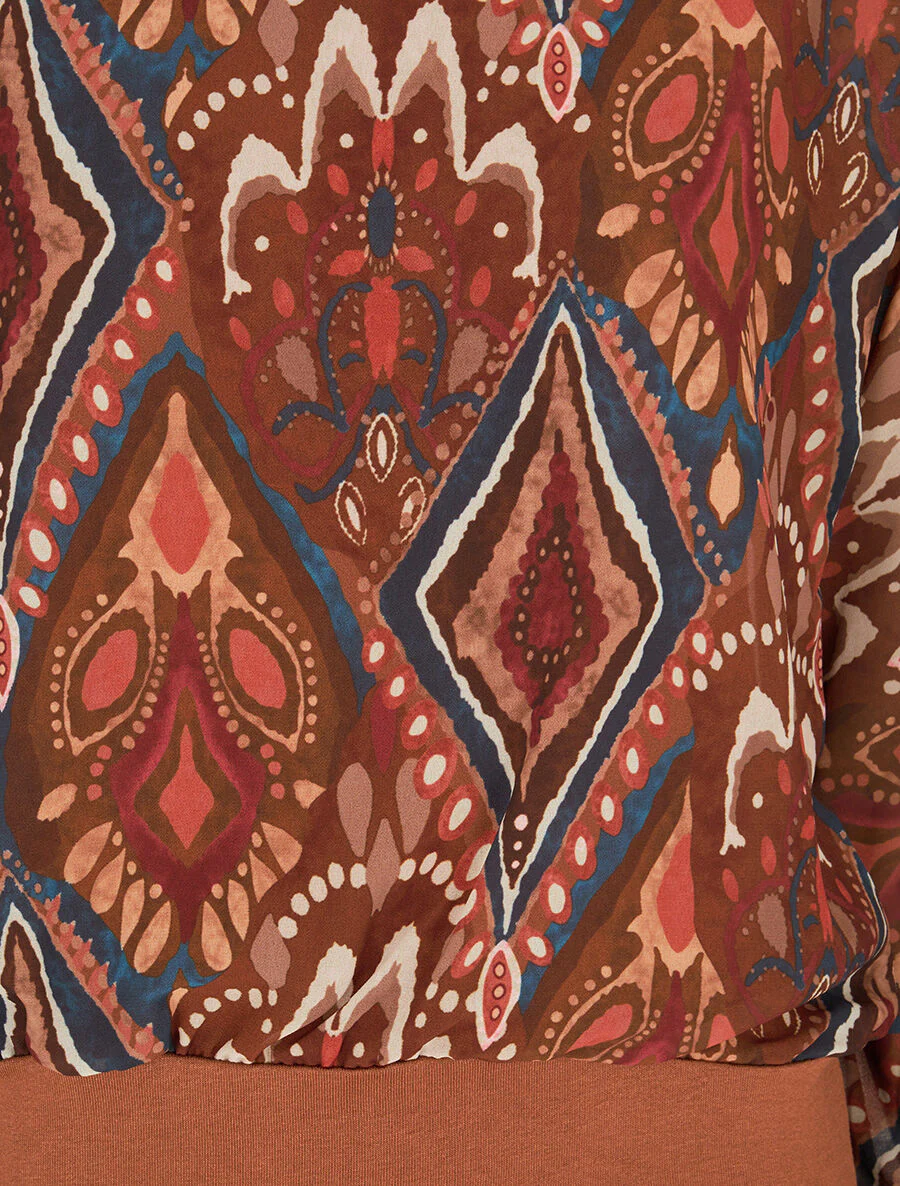 Top imprimé graphique en voile - Marron - Image 3