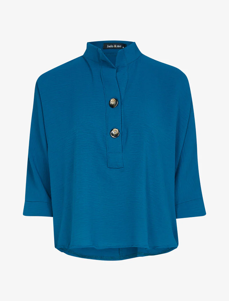 Top loose coupe chauve souris - bleu pétrole