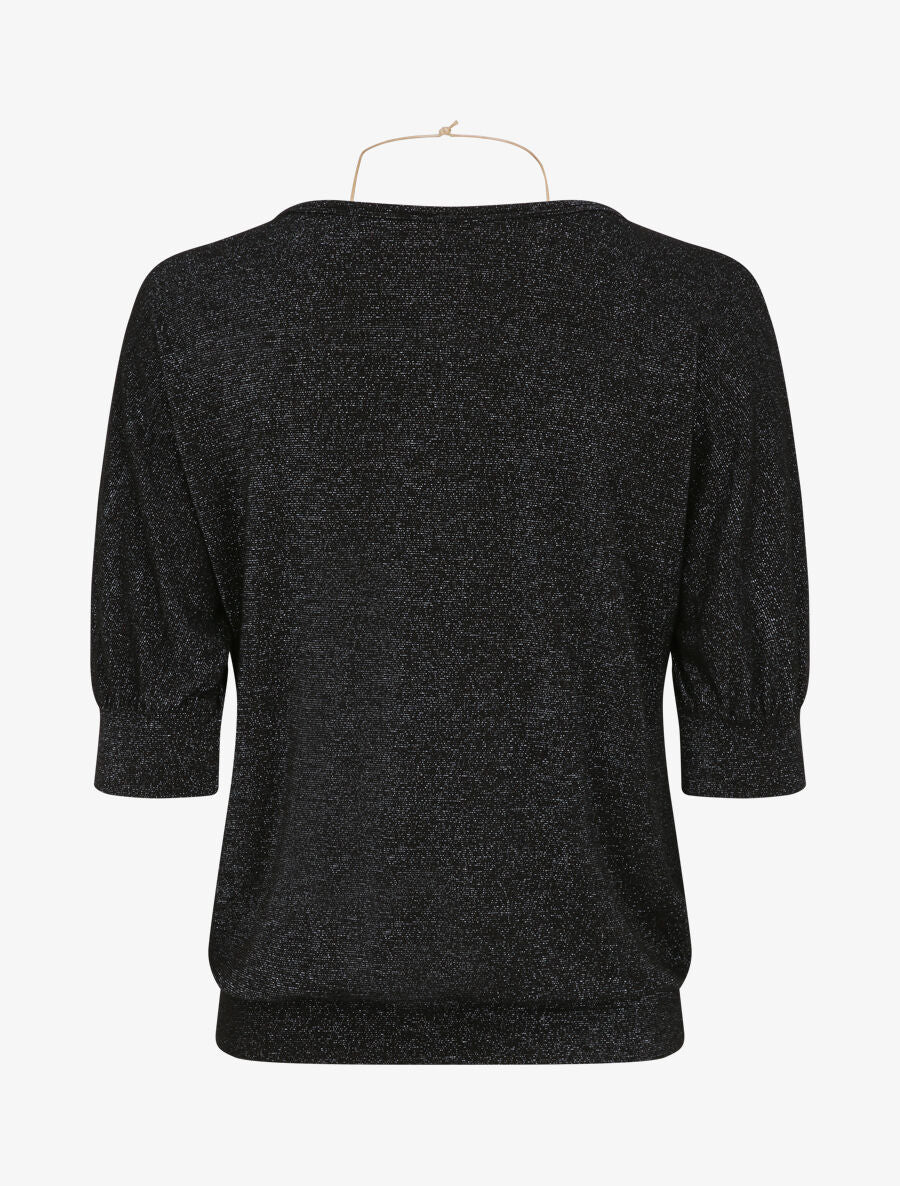 Top loose irisé manches 3/4 - Noir - Image 2