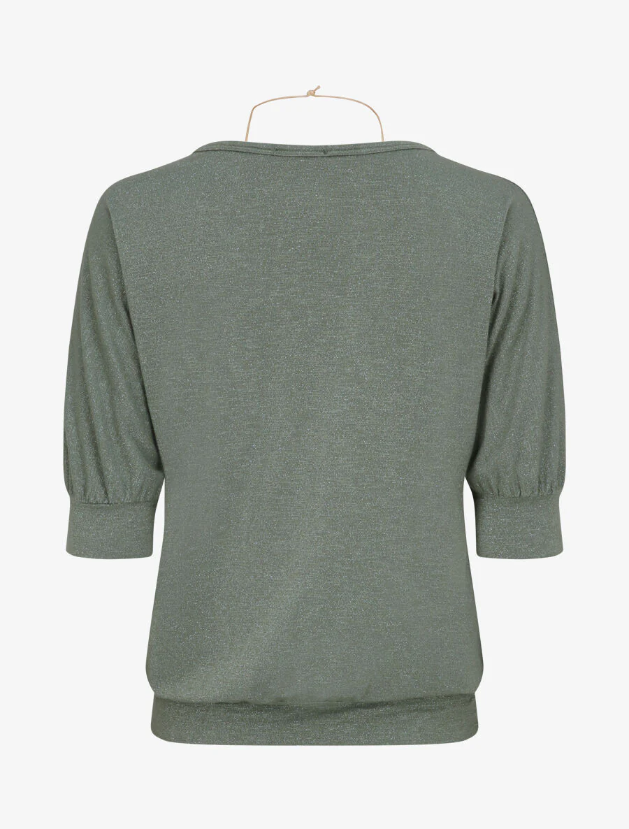Top loose irisé manches 3/4 - Vert olive - Image 2