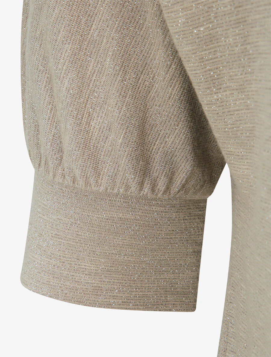 Top loose irisé manches 3/4 - Beige - Image 3