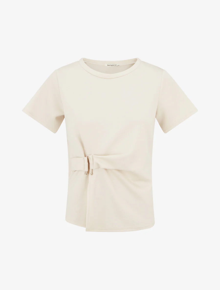 Top manches courtes à boucle - Beige