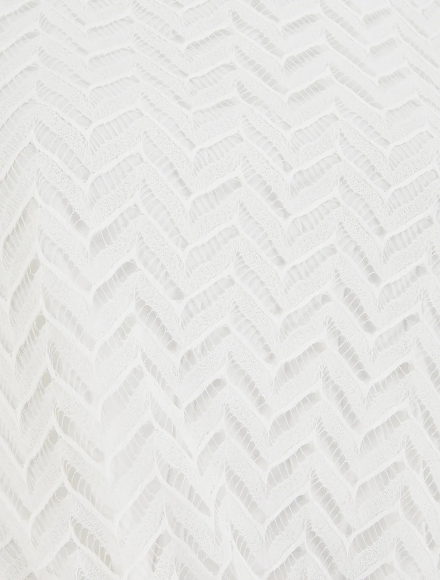 Top manches courtes en maille style chevron - Blanc - Image 3