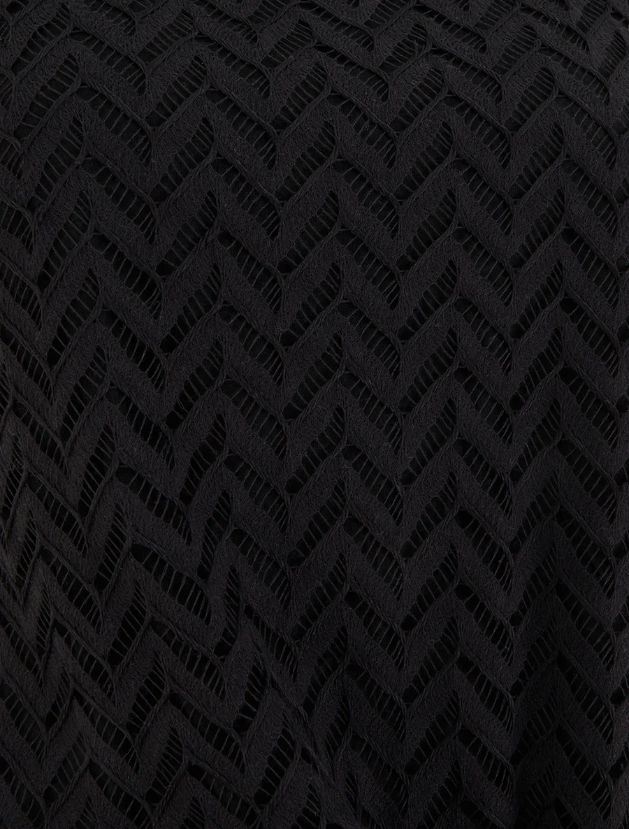 Top manches courtes en maille style chevron - Noir - Image 3