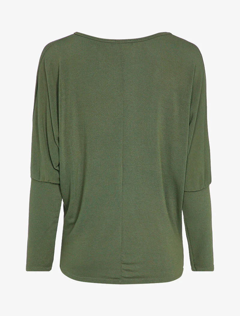 Top manches dolman à motifs plumes - Kaki - Image 2