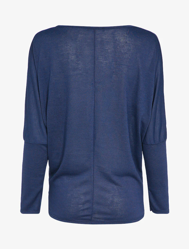 Top manches dolman à motifs plumes - Marine - Image 3
