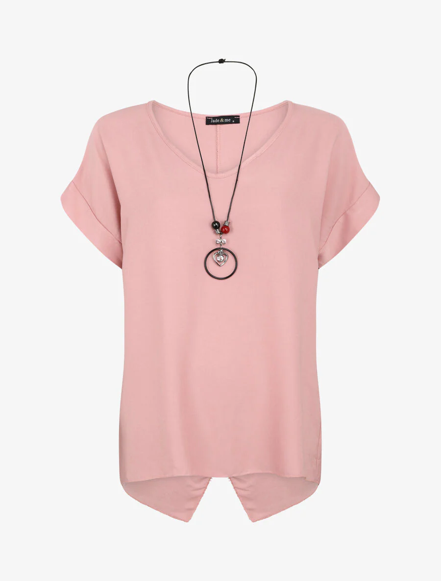 Top oversize à dos fendu - Rose poudré