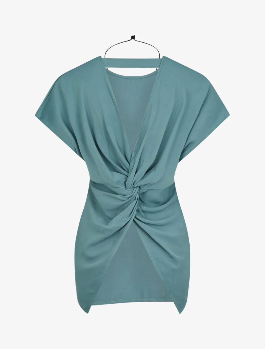 Top oversize à dos ouvert et torsadé - Bleu clair - Image 2