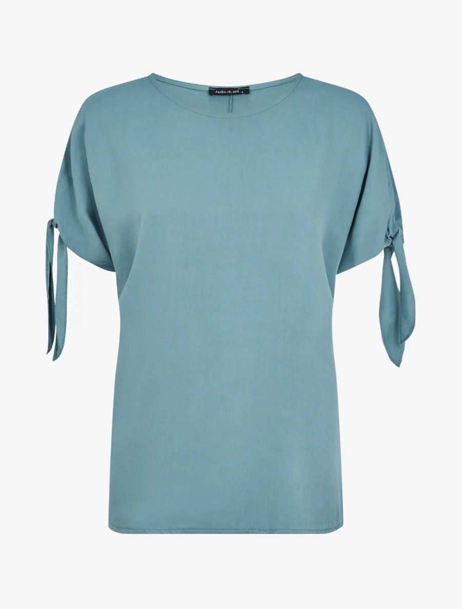 Top oversize à manches courtes à liens à nouer - Bleu clair