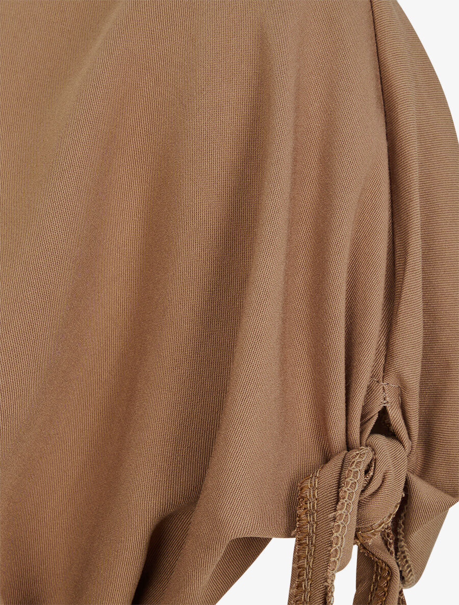 Top oversize à manches courtes à liens à nouer - Camel - Image 3