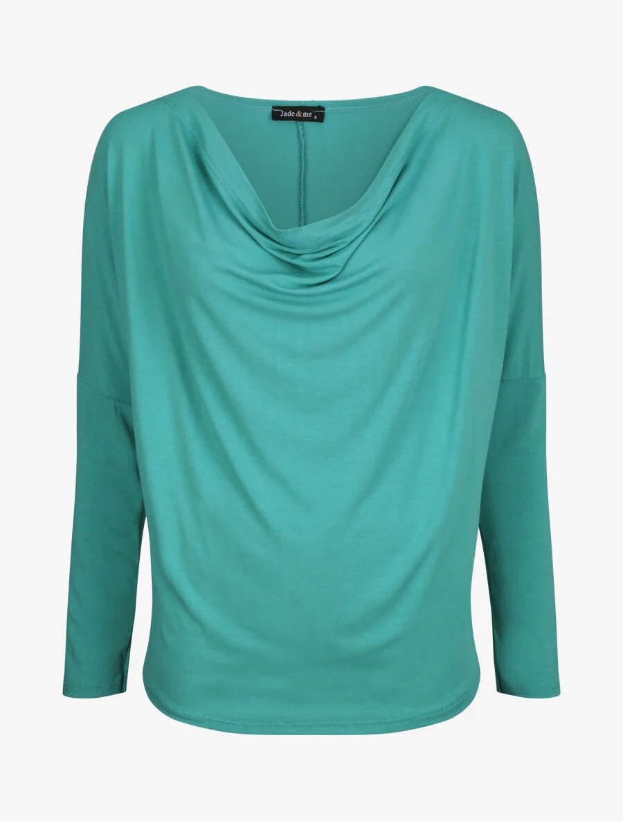 Top oversize uni à col bénitier - Turquoise