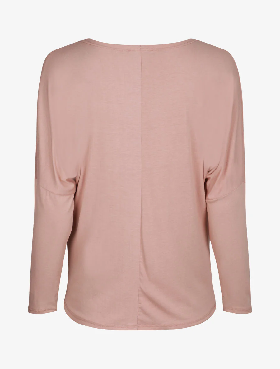 Top oversize uni à col bénitier - Rose poudré - Image 2
