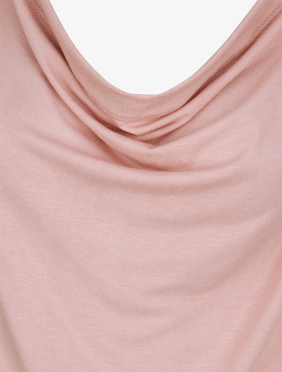 Top oversize uni à col bénitier - Rose poudré - Image 3
