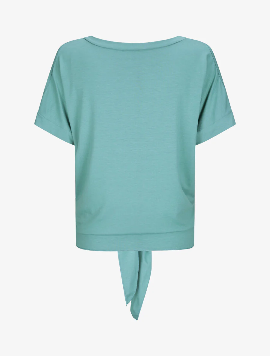 Top oversize uni à épaules ajourées - Bleu lagon - Image 2