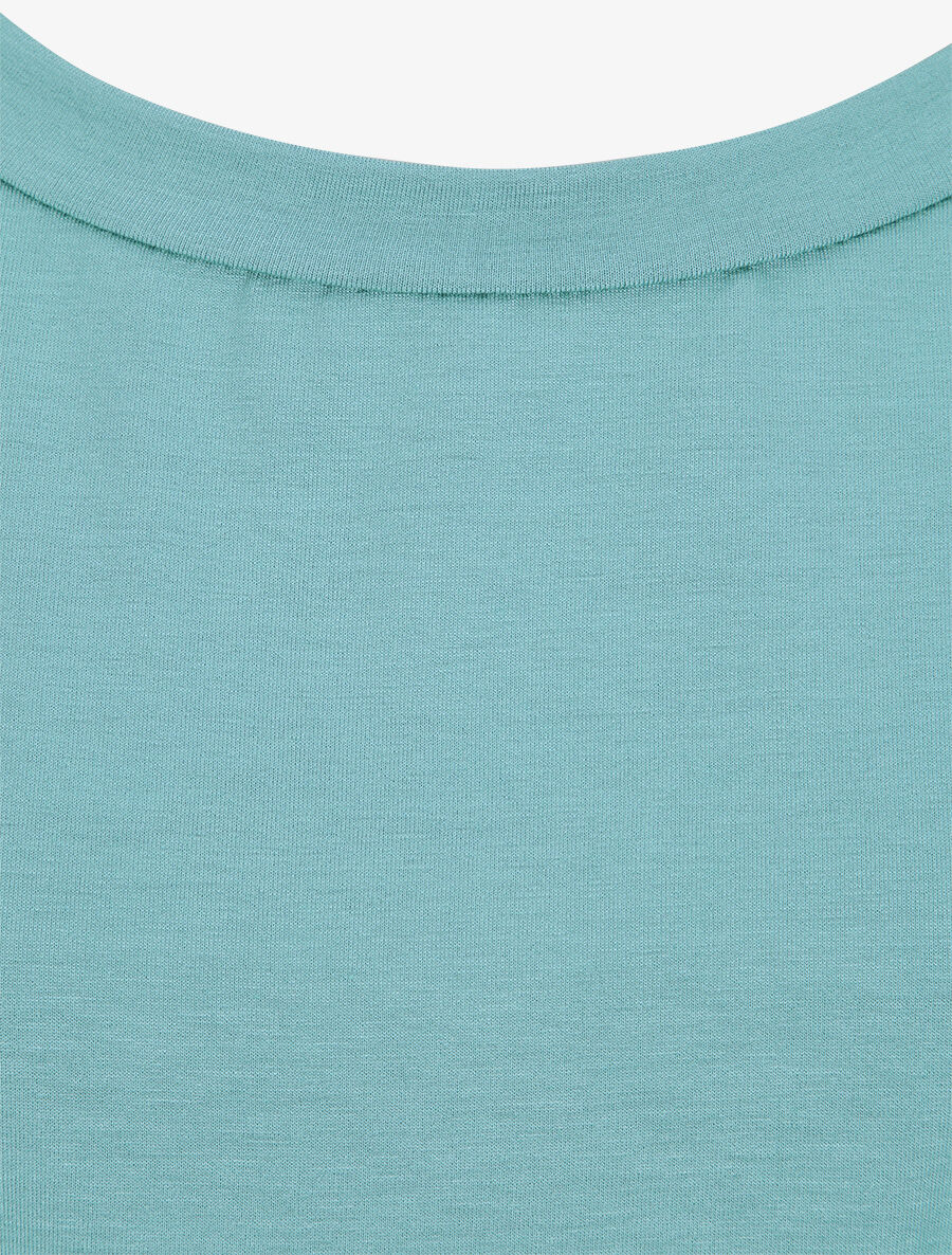 Top oversize uni à épaules ajourées - Bleu lagon - Image 3