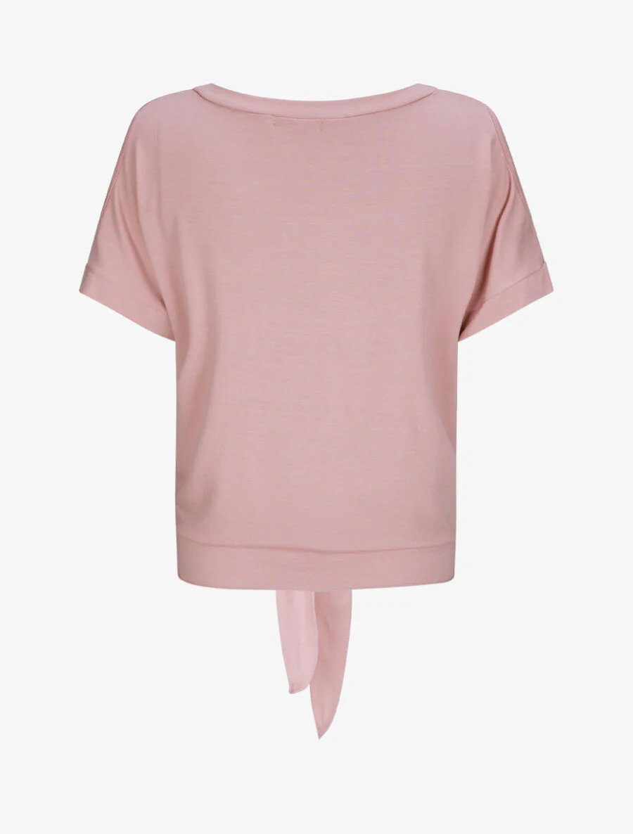 Top oversize uni à épaules ajourées - Rose poudré - Image 2