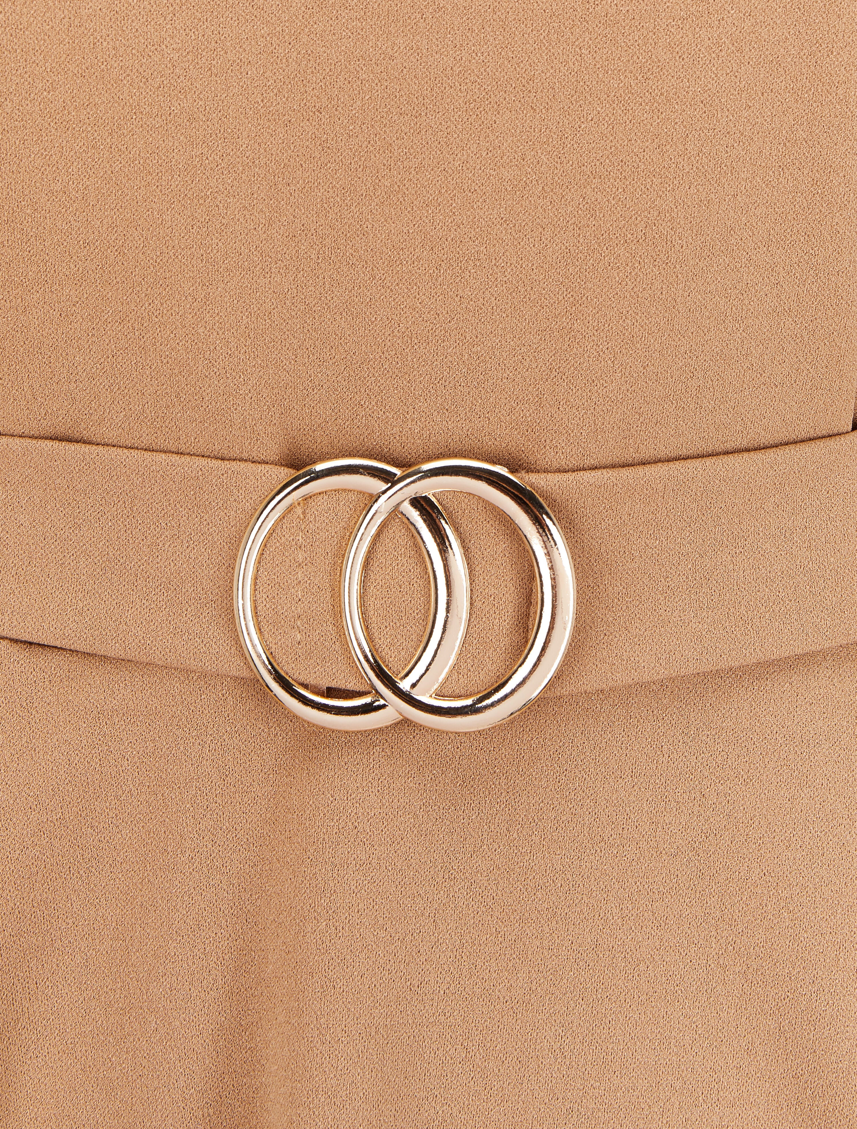 Top péplum à bords asymétriques - Camel - Image 3