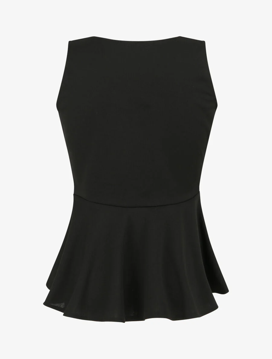Top péplum à ceinture décorative - Noir - Image 2