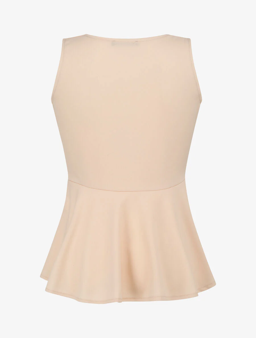 Top péplum à ceinture décorative - Beige - Image 2