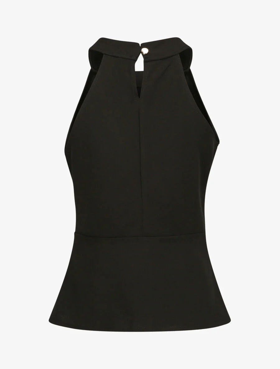 Top péplum à col américain - Noir - Image 2