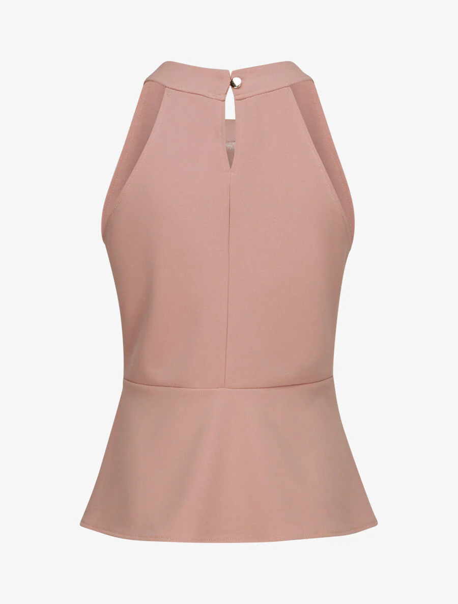 Top péplum à col américain - Rose poudré - Image 2