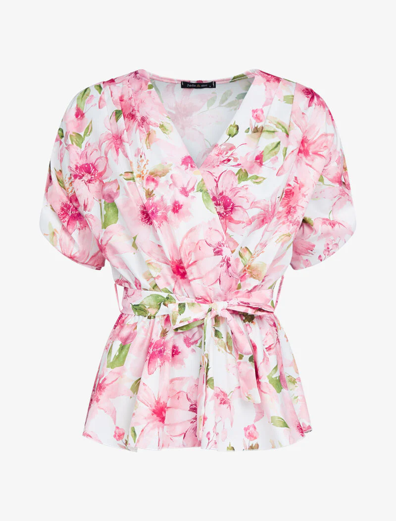 Top péplum à imprimé floral - rose