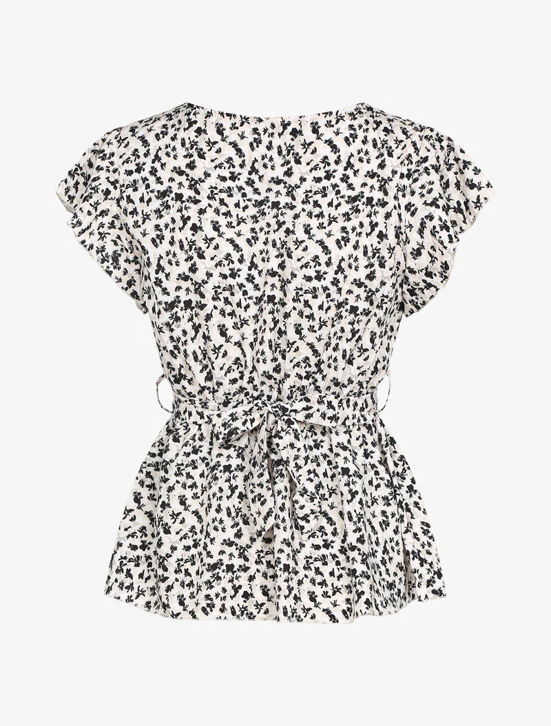 Top péplum à imprimés - beige - Image 3