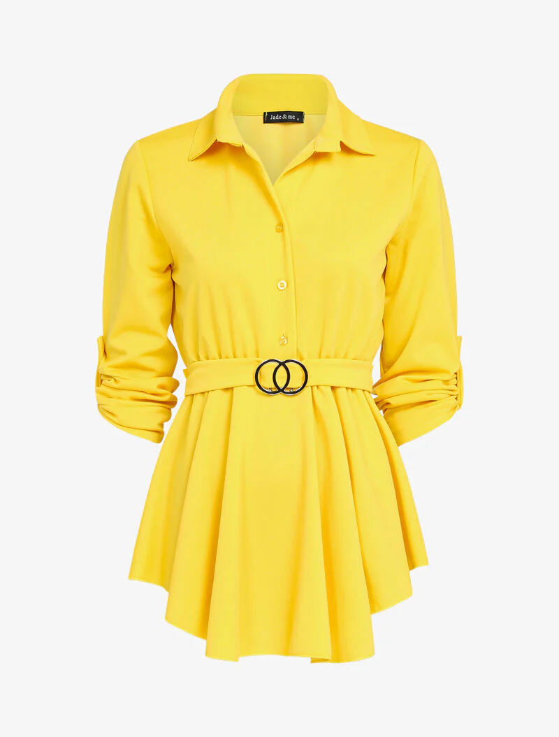 Top péplum à taille ceinturée - jaune