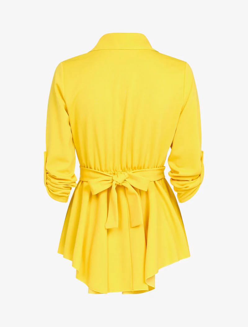 Top péplum à taille ceinturée - jaune - Image 2