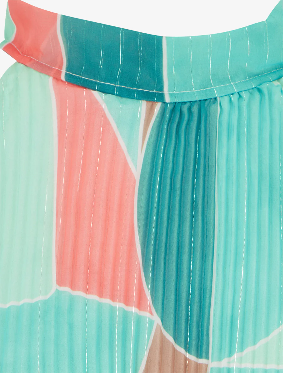 Top plissé sans manches imprimé graphique - Vert d'eau - Image 3