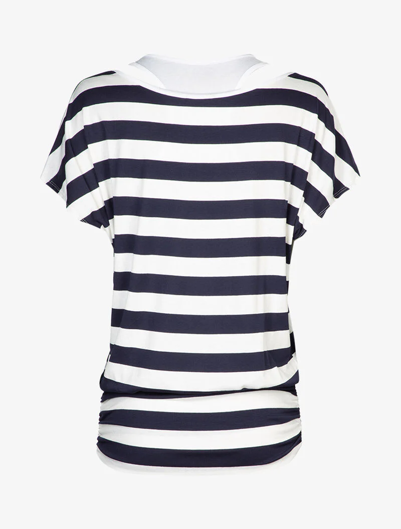 Top rayé à débardeur intégré - marine - Image 3